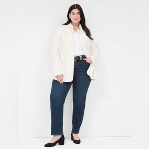 LANE BRYANT Linen Pinstripe One-Button Blazer Size 20